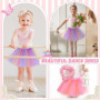 SHUOHONG 2 Pièces Jupe Tulle Femme, Deguisement Femme Tutu 3 Couches, Ballet Fille Jupon Tulle Tutu Rose, Cosplay Princesse pour
