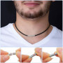 Guyode 4 Pièces Cordon Collier Cuir pour Pendentif, Noir Collier Homme Femme avec Fermoir Acier Inoxydable, Ciré Chaine Homme en