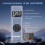 Mini Compresseur à Air Portatif, HYCHIKA 12V 6000mAh Gonfleur Pneus Voiture Gonfleur Electrique Pompe a Velo 150PSI avec Écran L