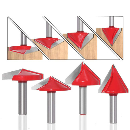 BIGP 6Pcs Fraise à rainurer droit en V, 60° 90° 120°, queue de 8mm, Fraise à bois 3D en V Fraise à graver CNC