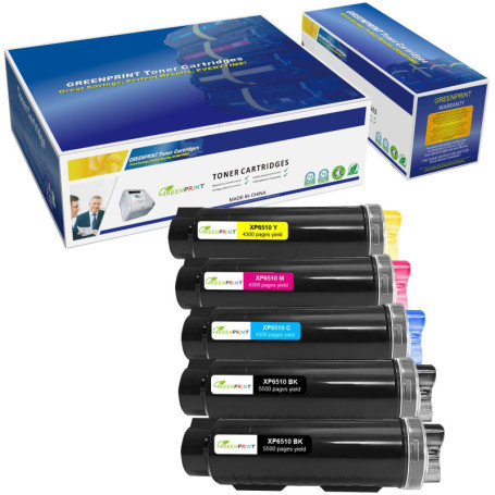 5 Packs Cartouches de Toner compatibles 6510 6515 【Extra High Rende】 5500 Pages BK 4300 Pages C m y pour Xerox 6510n 6510dn 6510