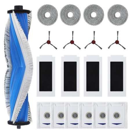 Ensemble d'accessoires 19 pièces pour ECOVACS T30 Omni/ T30 PRO Omni,1 brosse principale en caoutchouc,4 filtres,4 brosses latér