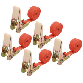 5 Pièces Sangle A Cliquet, Sangles à cliquer 25 mm x 2 m, Charge Maximale 900 kg, Sangles d'arrimage Convient aux Remorques,Cami
