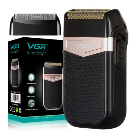 VGR 331 Rasoir Double Feuille pour Homme, Rasoir Électrique de Voyage, Rasoir Portable pour Barbe et Visage, Recharge USB, Longu