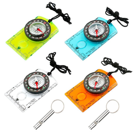 CHROMACRAFT 4 Boussoles D'Extérieur Et 2 Sifflets Métalliques, Boussole Étanche, Boussole Multifonctionnelle, Boussole Portable,