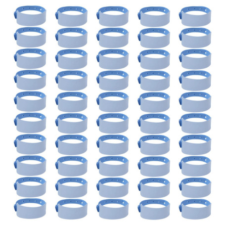 Lot de 50 bracelets vierges bleus - Bracelets d'identification - Bracelets d'entrée, réglables et simples - Bracelets d'activité
