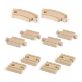 YSJCHEBS Pack De 10 Rails en Bois, Jouets pour Enfants, Rails De Train Jouets, Jouets De Construction, Jouets Éducatifs pour Enf