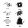 Lot de 5 paires de boutons de manchette en acier inoxydable, 1 sac de rangement, boutons de manchette pour costume de chemise po