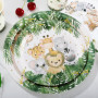 Assiette Jetable 126 pcs vaisselle,Thème des animaux de la jungle, anniversaire adulte ou enfant, 1 an garcon, 20 convives.