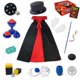 Kit de Magie pour Enfants, Jeux de Tours de Coffret Magie Costume de Rôle Magique pour Filles et Garçons, Tours de Magie Faciles