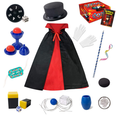 Kit de Magie pour Enfants, Jeux de Tours de Coffret Magie Costume de Rôle Magique pour Filles et Garçons, Tours de Magie Faciles