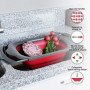 Jzhen sur L'évier Passoire Pliable, Poignées Extensibles pour Fruits et Légumes, Pliable à Poser au-Dessus du Lavabo