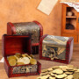 Coffre au Trésor en Bois, 4Pcs Coffre à Bijoux en Bois, Mini Coffre au Trésor, Petite Boîte en Bois Rétro, Mini Coffre Pirate, M