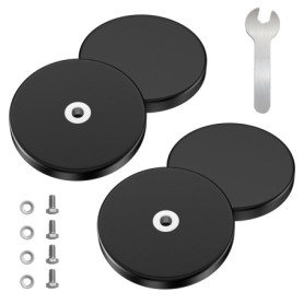 Newpop 4 Pièces Gros Aimant Puissant Caoutchoutés, Antidérapants Aimants Puissants Ø 43 mm avec Filetage Interne M4, Force D'Adh