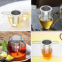 Relota 2 Pièces Infuseur Thé en 304 Acier Inoxydable, Filtre à Thé Trou Fin avec Poignées Pliable et Couvercle, Réutilisable Inf