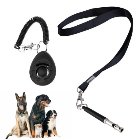 Jaimela Sifflet Chien, Clicker pour Chien, Sifflet et clicker pour Dressage de Chiens, Sifflet Chien avec LanièRe, Kit De Dressa