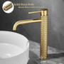Robinet Salle Bain Or Brossé - Mitigeur Lavabo Haut Robinet Lavabo Doré - Robinetterie Vasque à Poser en Laiton SHUNLI