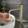Robinet Salle Bain Or Brossé - Mitigeur Lavabo Haut Robinet Lavabo Doré - Robinetterie Vasque à Poser en Laiton SHUNLI