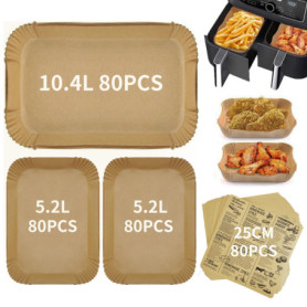 SdreMelo Papier Cuisson pour Ninja 10.4L Papier Cuisson Air Fryer 320 Pièces Cuisson Paper Liner Qualité Alimentaire 10.4L Dual 