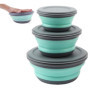 UQMIQURA Bols Pliables en Silicone Portable, 3 Pcs Pliable Camping Boîtes de Conservation Rondes Boîte de Conservation Pour le C