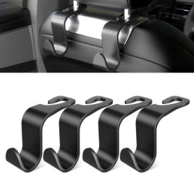 SUTOUG Lot de 4 crochets pour dossier de siège de voiture - Accessoires de voiture pour intérieur - En plastique noir - Convient