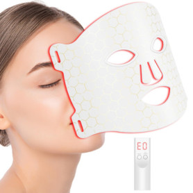 Profey Masque Led en 7 Couleurs, Masque Led Visage a Des Effets Rajeunissants, Anti-Âge et Anti-Rides, Blanc Led Mask