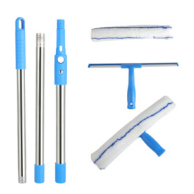 Raclette vitre - Raclette à vitre - Lave vitre telescopique - kit de Nettoyage avec Perche télescopique de 136 cm et racloir de 