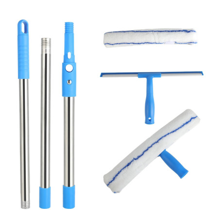 Raclette vitre - Raclette à vitre - Lave vitre telescopique - kit de Nettoyage avec Perche télescopique de 136 cm et racloir de 