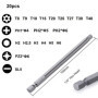 Embout de Tournevis Long 20pcs, YUHIAKE Embouts de Vissage Magnetique, Torx T8-T40, Hexagonal H2-H6, Phillips PH1 PH2, PZ PZ2, P