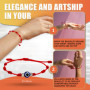 bracelets à cordon rouge, 9 PCS Bracelet oeil mauvais Porte-bonheur, en corde rouge réglable à 7 nœuds, Mauvais Œil Bracelet d'A