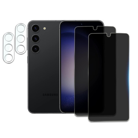 2 Pièces Verre Trempé Anti-Espion pour Samsung Galaxy S23 avec 2 Pièces Caméra Arrière Protecteur, Protecteur D'écran de Confide