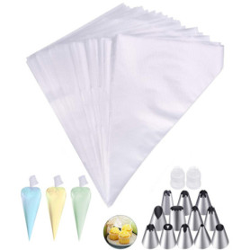 Sac de décoration Tang Yuan 100 jetable, avec 12 buses de décoration en acier inoxydable,outil de fabrication de gâteaux,utilisé