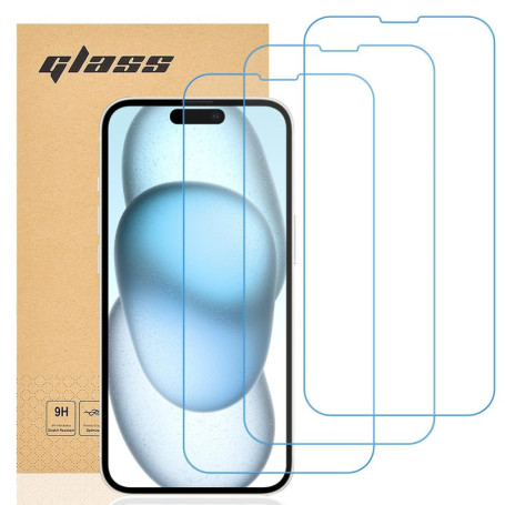 gueche Verre Trempé compatible iPhone 15 Plus, [Lot de 3] Protection d'écran Pour 15 Plus [Extrêmement résistant aux rayures] [H