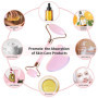 Lamkrtlp Rouleau de Quartz Rose et Gua Sha, Guasha Pour Visage, Rouleaux de Massage pour le Visage, Roller Visage pour la Peau