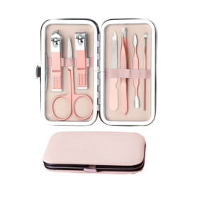 JeoPoom Ensemble de Manucure[7 Pcs], Kit de Coupe-Ongles, Kit Pedicure, Trousse de Pédicure Manucure, Professionnel Acier Inoxyd