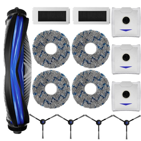 Odashen Lot de 14 Accessoires de Rechange pour Ecovacs Debot N30 Pro / N30 Omni / N30 Pro Omni, 1 Brosse Principale, 4 Brosses L