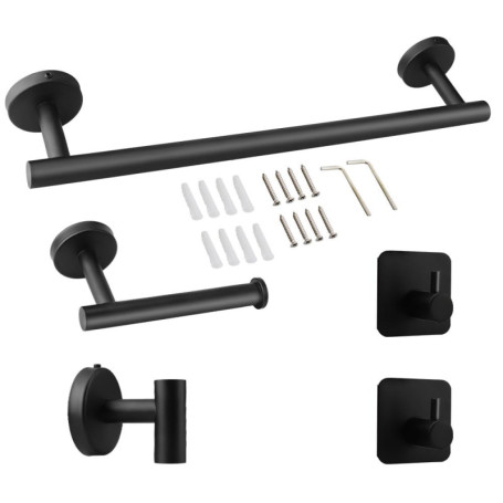 Atliberswo Ensemble Porte-Serviettes, Ensemble Salle de Bain Accessoire, 5 pièces, à Fixer au Mur, Comprenant 1 Porte-Serviettes