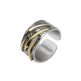 KONFEN Bague Argent Homme, Météore Bague Ajustable Reglable Ouverte, Une Bague Pouce Anneau Bagues Reglables Orteil Bijoux Simpl