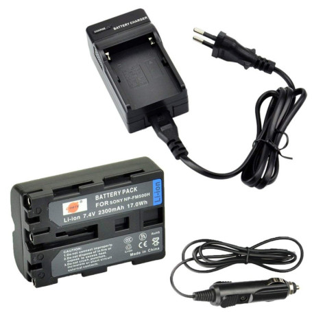DSTE Rechange Batterie et DC01E Voyage Chargeur Compatible pour Sony NP-FM500H A58 A65 A77 A100 A200 A200 K A200 W A300 A300 K A
