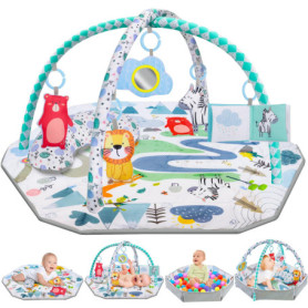 Tapis d'éveil Bébé, Tapis de Jeu pour Bébé Avec Arches Amovibles 6 Jouets Multifonctionnels, Tapis de Jeux Bébé Polyvalent, Tapi