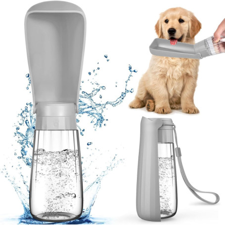 MTINRNI 550ML Bouteille d'eau pour Chien Chat,150°Pliable Gourde Chien,Distributeur d'eau Portable étanche,BPA-Free,Convient pou
