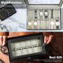 RDDAIPE Boite a Montre 12 Compartiments, Boîte à Montres Homme Femme, Coffret Montre avec Couvercle en Verre, PU Boite Rangement