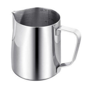 Pichet Mousseur à Lait pour Machine à Café,Pichet à Lait en Acier Inox 304 de 350 ml/12 oz,Accessoires de Barista en Métal pour 