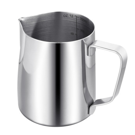 Pichet Mousseur à Lait pour Machine à Café,Pichet à Lait en Acier Inox 304 de 350 ml/12 oz,Accessoires de Barista en Métal pour 