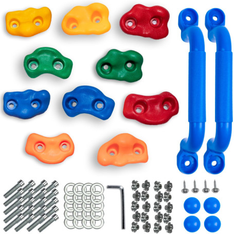 12 pcs Prises d'escalade, avec poignées de Maintien Aire de Jeux，Pierres à Grimper Enfants Outdoor, Prises d'escalade Enfants Mu