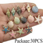 30 Pièces Conque Coquilles Plaqué Breloques, Shell Sirène Queue Charmes Alliage Émail Pendentifs, Alliage Shell Pendentif Marine