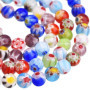 Sumind 200 Pièces 6 mm Millefiori Perles Rondes en Verre avec Une Seule Fleur pour la Fabrication de Bijoux Fournitures de Brode