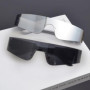 TAFACE Lot de 2 Paires de Lunettes de Soleil Futuristes - Style Punk, Réfléchissantes, Sans Monture - Argentées et Noires - Avec