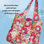Lot de 2 sacs à provisions réutilisables, respectueux de l'environnement, sac à main floral, sac de transport pliable, adapté po