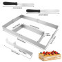 Cadre Patisserie Rectangulaire, Extensible Moule Carré, Moule Rectangulaire Patisserie avec 2 Spatule, Moule à Gâteau Rectangle 